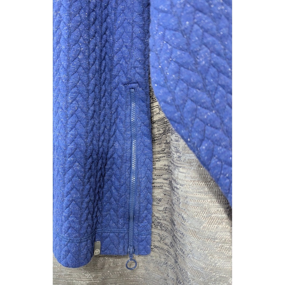 T By Talbots Women's Pullover Mock Sweater XL Blue Metallic Long Sleeve Zipper - Picture 5 of 6